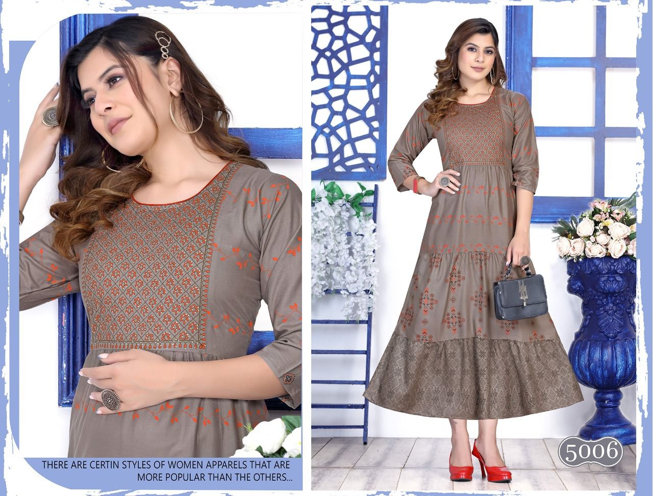 Golden Occasions 1 Rayon Designer Fancy Long Kurti Collection